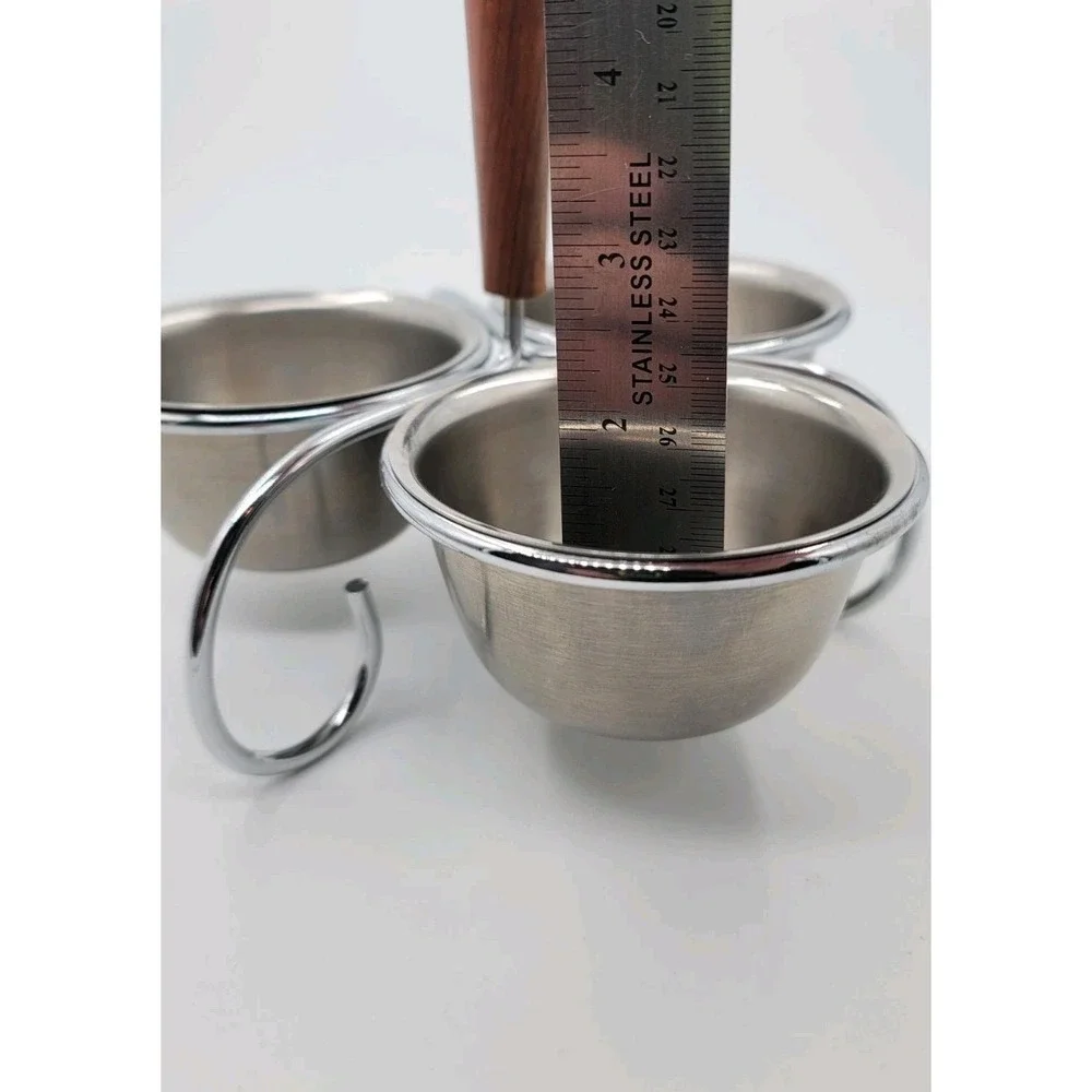 Vintage Stainless‎ Steel Condiment Bowls Caddy Restaurant Ware Jam MCM